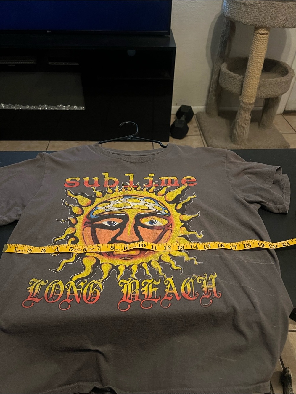 Sublime Long Beach Sun Graphic Tee - Charcoal with Yellow & Red Print - Picture 4 of 6
